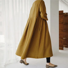 Load image into Gallery viewer, Cotton Linen Round Neck Solid Color Dress
