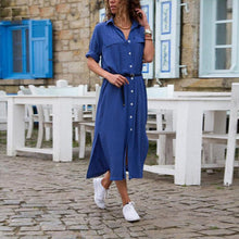 Load image into Gallery viewer, Long Sleeve Solid Color Button Formal Loose Dress
