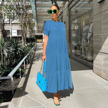 Load image into Gallery viewer, Button Solid Color Ruffled Plus Size Dress
