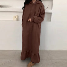 Load image into Gallery viewer, Fleece Hooded Shift Baggy Dress
