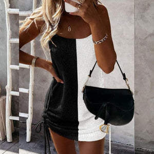 Fashion Sleeveless Lace-up Woolen Dress