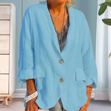 Load image into Gallery viewer, Women Summer Solid color cotton and linen jacket
