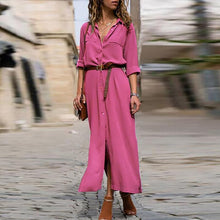 Load image into Gallery viewer, Long Sleeve Solid Color Button Formal Loose Dress
