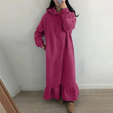 Load image into Gallery viewer, Fleece Hooded Shift Baggy Dress
