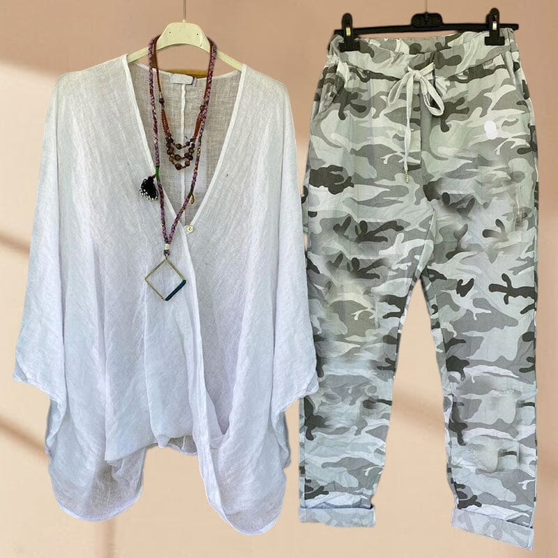 Fashionable Camouflage Print Two Piece Set