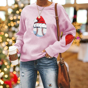 Santa Hat Crew Neck Print Sweatshirt