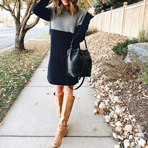 Paneled Long-sleeve Dress