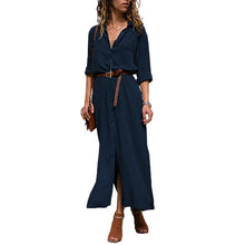 Load image into Gallery viewer, Long Sleeve Solid Color Button Formal Loose Dress
