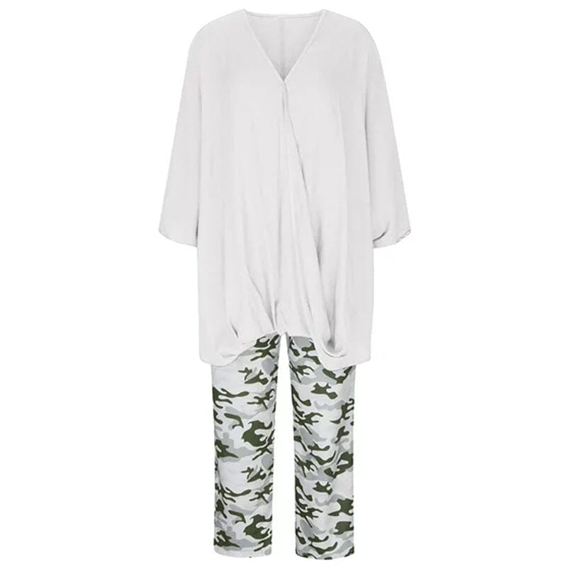 Fashionable Camouflage Print Two Piece Set