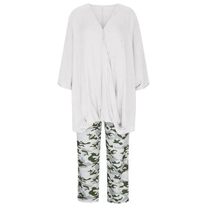 Fashionable Camouflage Print Two Piece Set