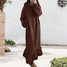 Load image into Gallery viewer, Fleece Hooded Shift Baggy Dress
