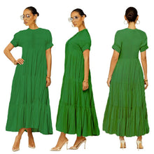 Load image into Gallery viewer, Button Solid Color Ruffled Plus Size Dress
