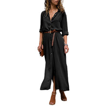 Load image into Gallery viewer, Long Sleeve Solid Color Button Formal Loose Dress
