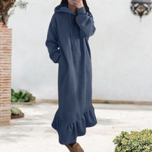 Load image into Gallery viewer, Fleece Hooded Shift Baggy Dress
