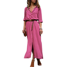 Load image into Gallery viewer, Long Sleeve Solid Color Button Formal Loose Dress
