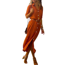 Load image into Gallery viewer, Long Sleeve Solid Color Button Formal Loose Dress
