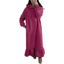 Load image into Gallery viewer, Fleece Hooded Shift Baggy Dress
