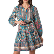 Load image into Gallery viewer, Lantern Long Sleeve Stand Collar Dress
