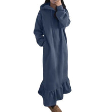 Load image into Gallery viewer, Fleece Hooded Shift Baggy Dress

