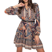 Load image into Gallery viewer, Lantern Long Sleeve Stand Collar Dress
