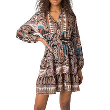 Load image into Gallery viewer, Lantern Long Sleeve Stand Collar Dress
