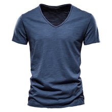 Load image into Gallery viewer, Plain Slub Cotton V-neck T-shirt
