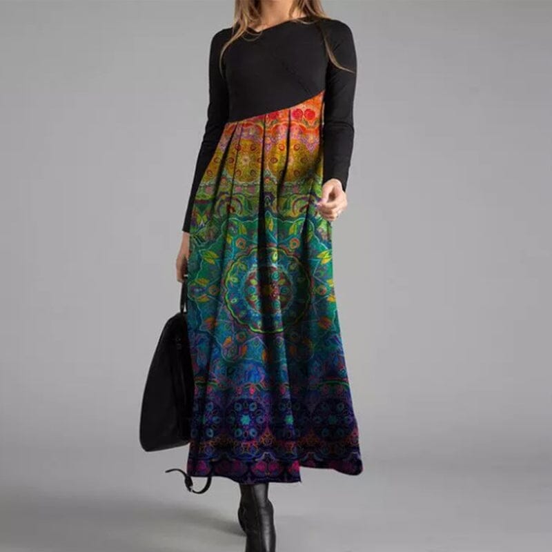 Printed Long Sleeve Slim Fit Dress