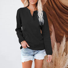 Load image into Gallery viewer, V-neck Solid Color Long-sleeved Top T-shirt
