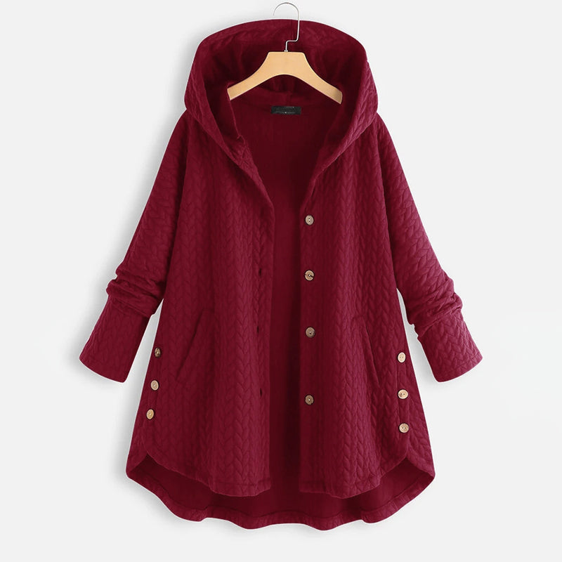 Vintage Solid Casual Tops Long Sleeve Hooded Coat
