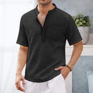 Summer Men's Hippie Casual Pocket Short Sleeve Beach T-Shirt