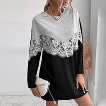 Load image into Gallery viewer, Lace Panel Sweatshirt Dress
