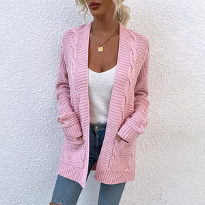 Womens Long Sleeve Open Front Chunky Knit Cardigan Sweater