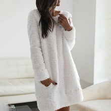 Load image into Gallery viewer, Solid Color Round Neck Warm Dress
