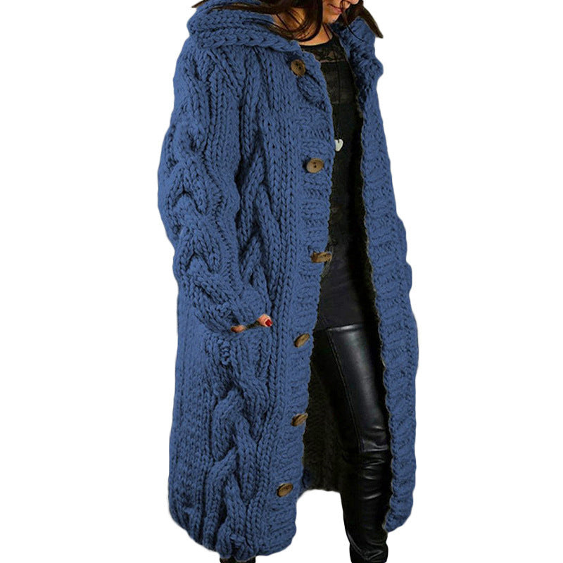 Hand-Knitted Thick-Line Jumper Coat