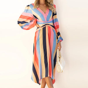 Paneled Striped Dress
