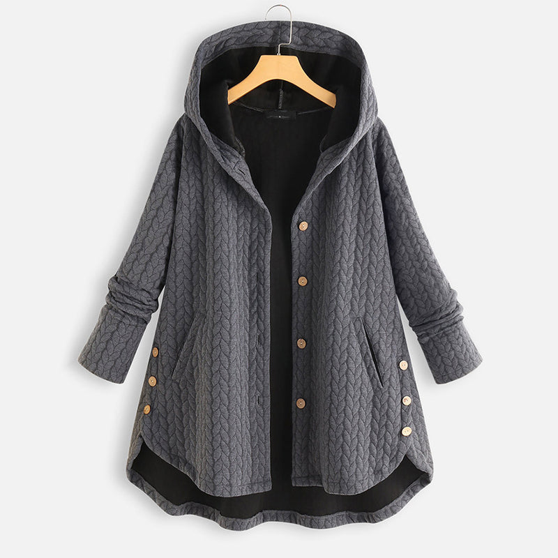 Vintage Solid Casual Tops Long Sleeve Hooded Coat