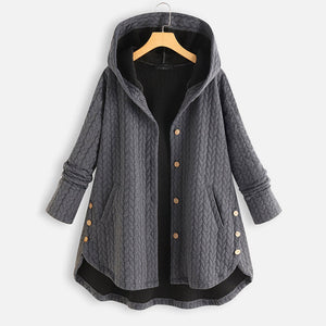 Vintage Solid Casual Tops Long Sleeve Hooded Coat
