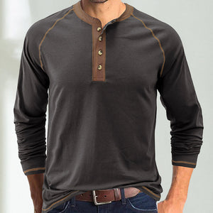 Soft Cotton Fabric Henley Collar T-Shirt