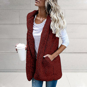 Plush Vest with Hooded Pockets