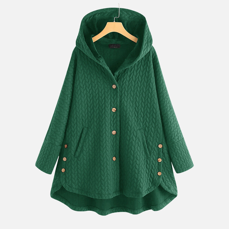 Vintage Solid Casual Tops Long Sleeve Hooded Coat