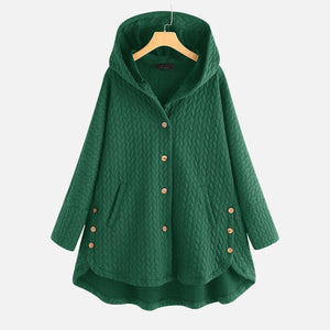 Vintage Solid Casual Tops Long Sleeve Hooded Coat