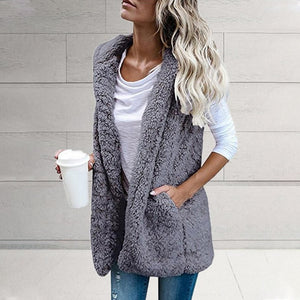 Plush Vest with Hooded Pockets