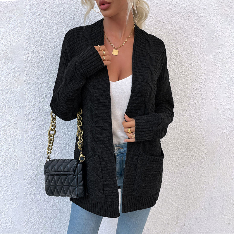 Womens Long Sleeve Open Front Chunky Knit Cardigan Sweater