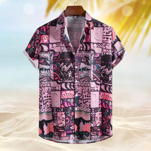 Men Patchwork Print Button Front Shirt