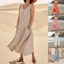 Load image into Gallery viewer, Women&#39;s Sleeveless Cotton And Linen Dress
