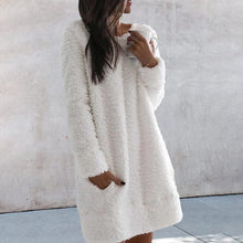 Load image into Gallery viewer, Solid Color Round Neck Warm Dress
