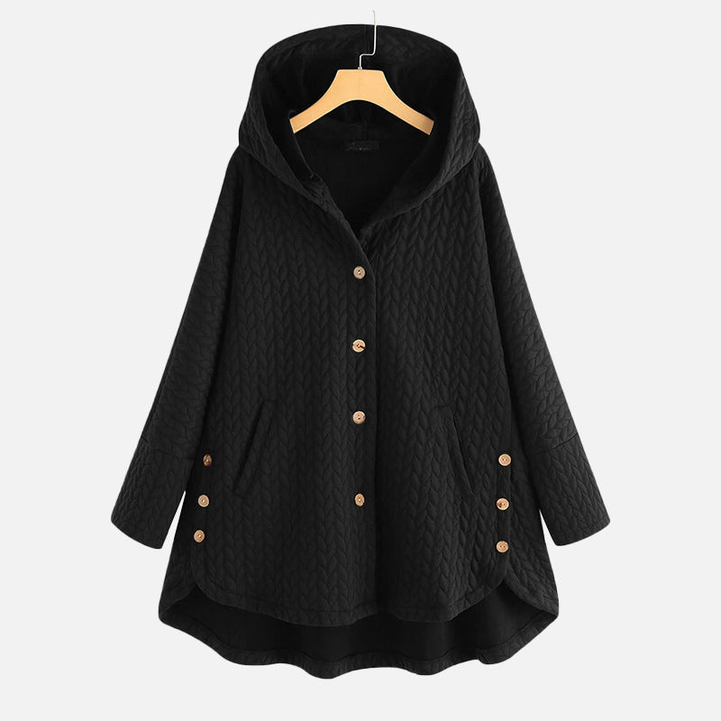 Vintage Solid Casual Tops Long Sleeve Hooded Coat