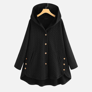 Vintage Solid Casual Tops Long Sleeve Hooded Coat