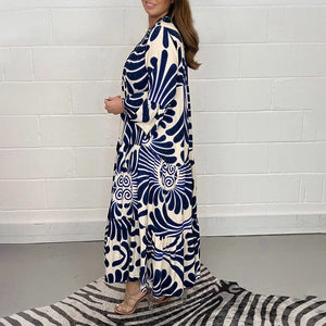 Printed Button Up Maxi Dress