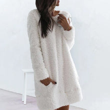 Load image into Gallery viewer, Solid Color Round Neck Warm Dress
